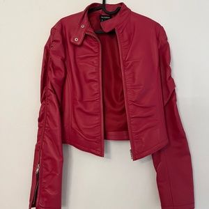 Vintage Hot Pink Leather Moto Jacket